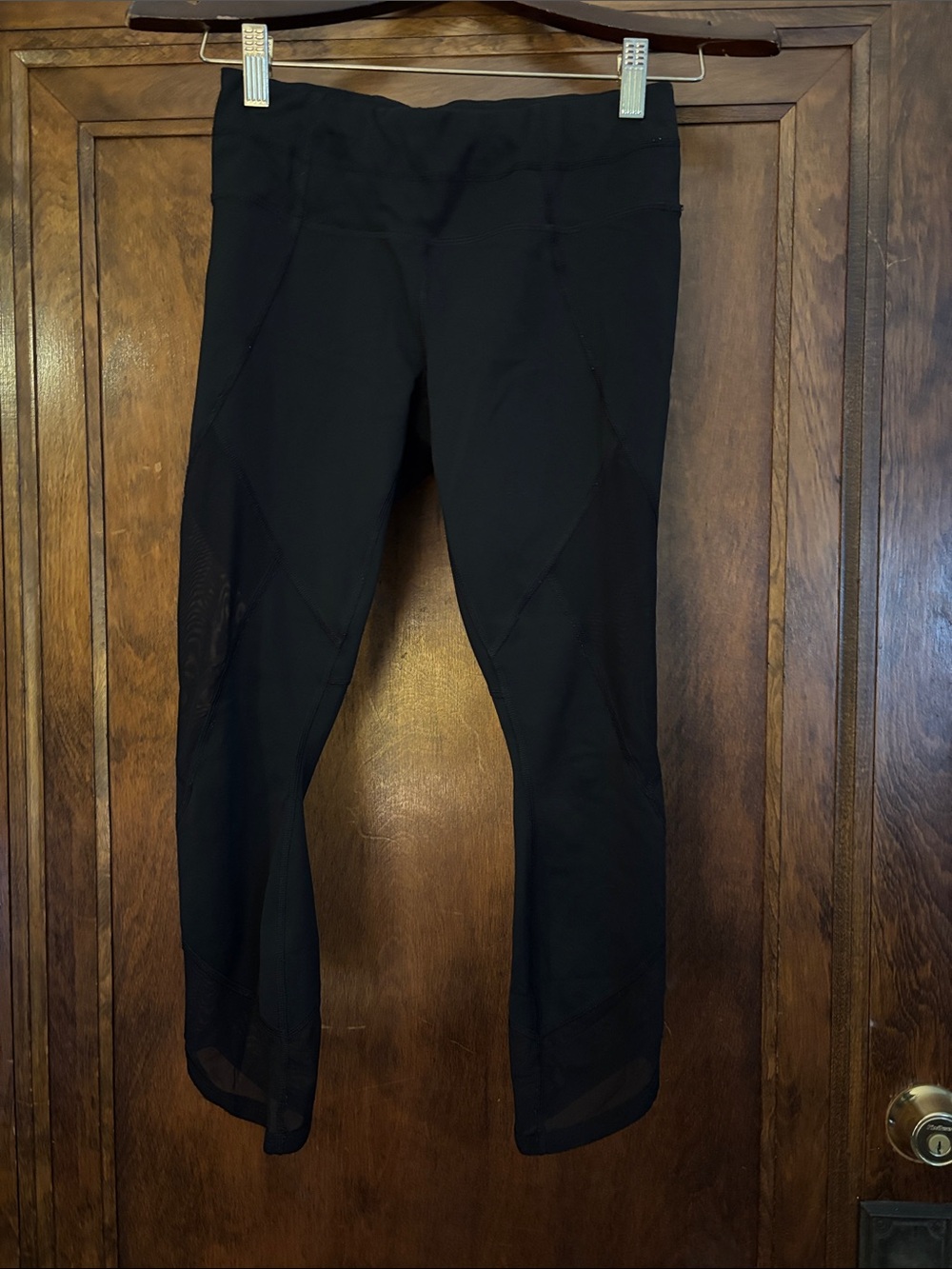 Athleta Black Performance Leggings with Mesh Panels